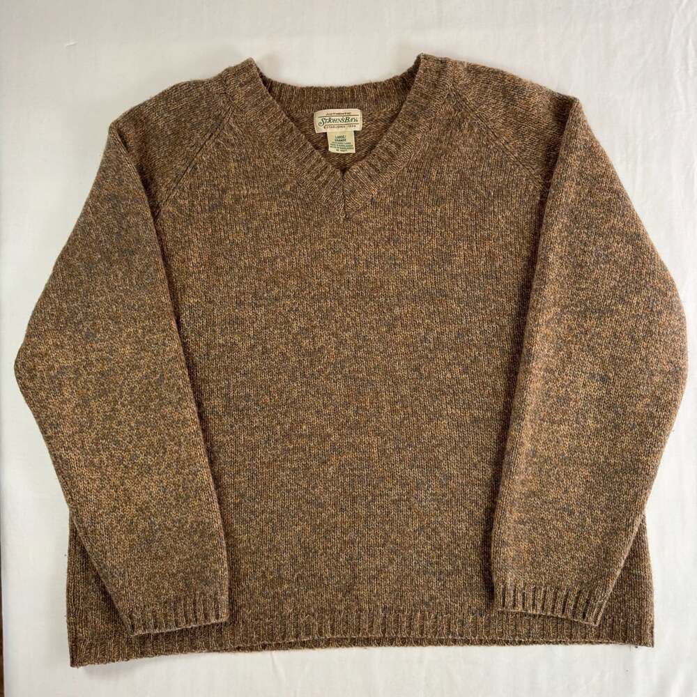 100% wool St. John's Bay V-Neck Sweater Size Large Brown